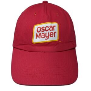 Oscar Mayer Strapback 5 Panel Cap Red One Size Adjustable Vented Holes Hit Wear